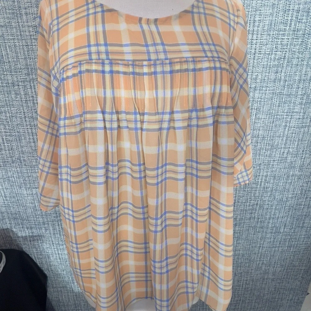 Plaid Sheer Blouse Michael Kors